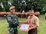 Satgas Pamtas RI-Malaysia Yonarmed 16/TK Ajarkan Dasar Pramuka Dan Wawasan Kebangsaan Kepada Peserta Perjusami