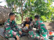 Satgas Yonif 122/TS Laksanakan Anjangsana Dan Bagikan Sembako Sekaligus Berikan Pelayanan Kesehatan di Perbatasan RI-PNG