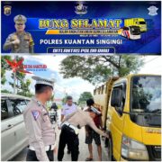 Satlantas Polres Kuansing Gelar Sosialisasi, Edukasi Sopir, dan Ramp Check Kendaraan Umum dalam Operasi Bulan Angkutan Umum Berkeselamatan