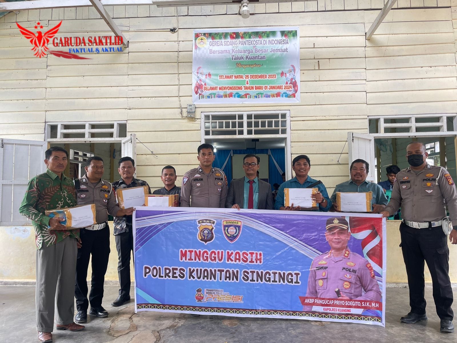 Gelar Program Minggu Kasih, Sat Lantas Polres Kuansing Kunjungi Jemaat Gereja GSPDI Kebun Nenas