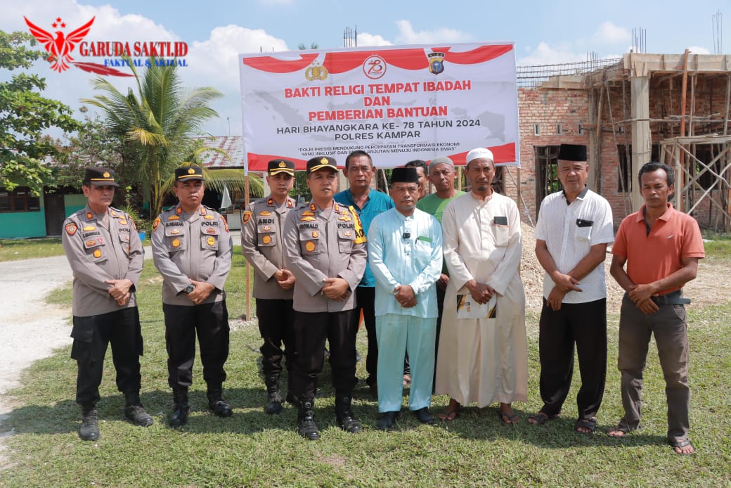 Jelang Hari Bhayangkara, Polres Kampar Serahkan Bantuan Meterial untuk Pembangunan