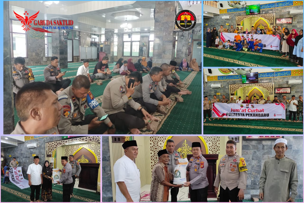 Polresta Pekanbaru dan Polsek Pekanbaru Kota Melaksanakan Jum’at Curhat di Masjid Baitul Hikmah