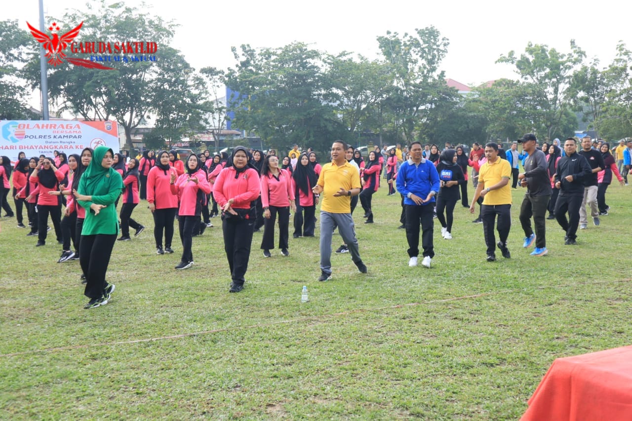 Peringati Hari Bhayangkara ke-78, Polres Kampar Gelar Olahraga Bersama