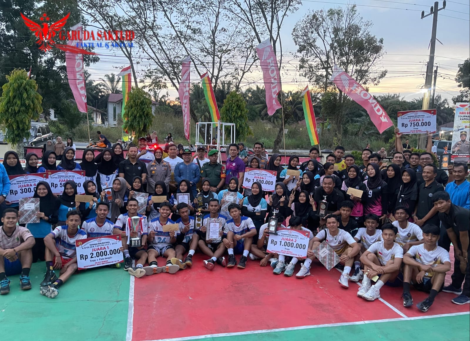 Penutupan Turnamen Volly Ball Dalam Rangka Menyambut Hari Ulang Tahun Bhayangkara Ke 78 Tingkat SMU / MA Sederajat Se Tapung