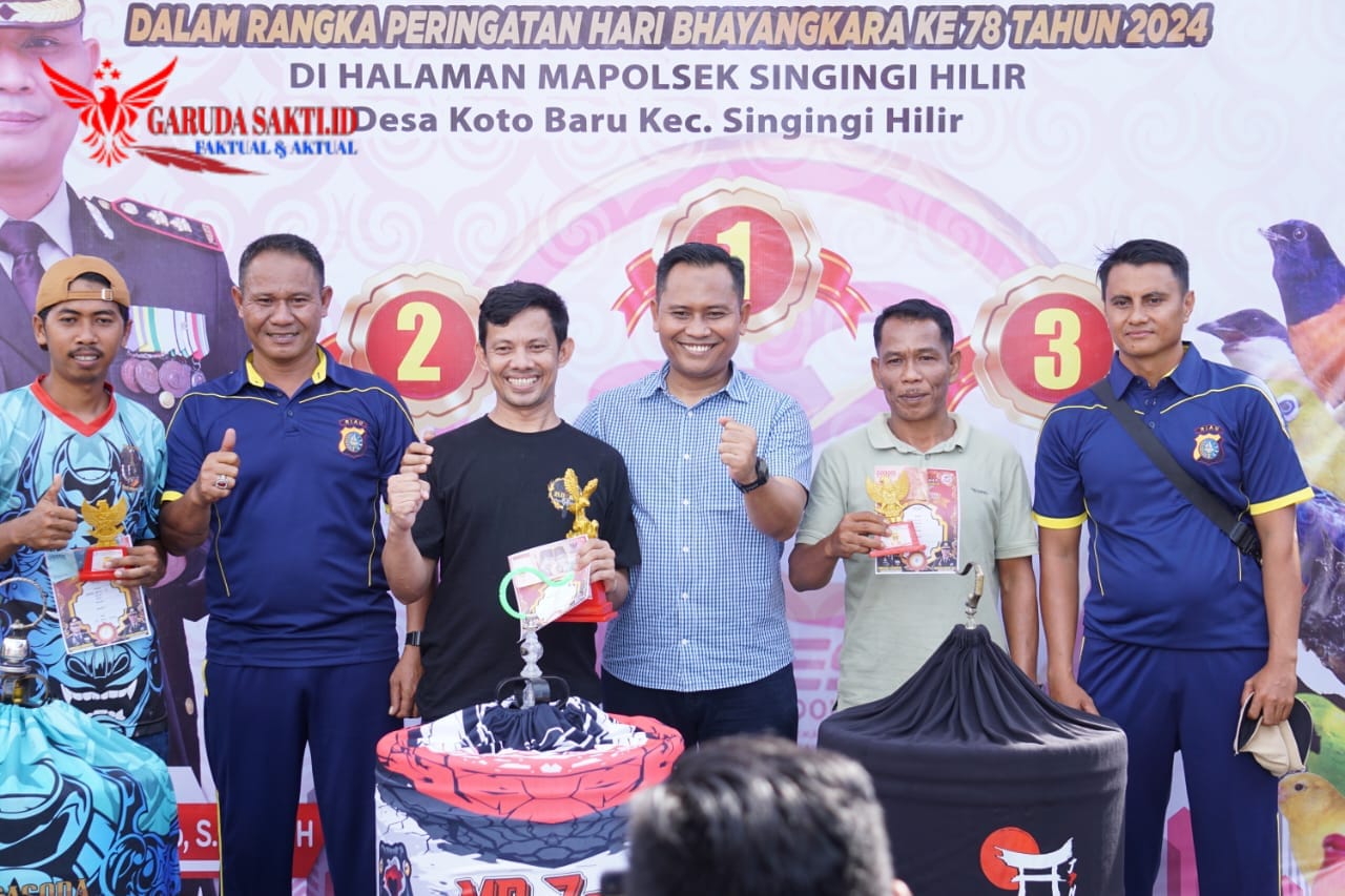 Lomba Burung Bekicau Meriahkan Hari Bhayangkara ke-78 di Polsek Singingi Hilir