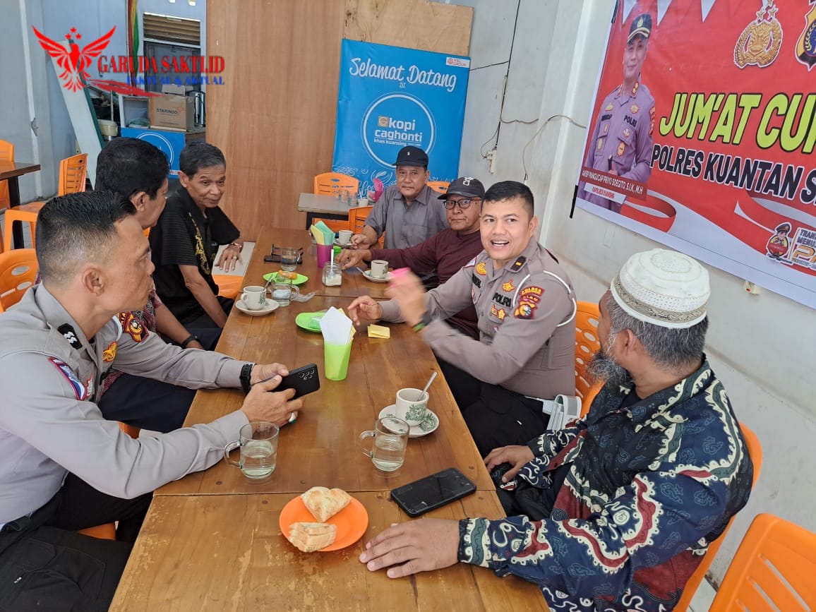 Polres Kuansing Gelar Kegiatan Jum’at Curhat di Kedai Kopi Caghonti