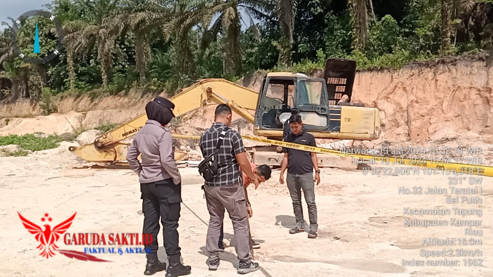 Polsek Tapung Segel Lokasi Diduga Penambangan Bebatuan Ilegal