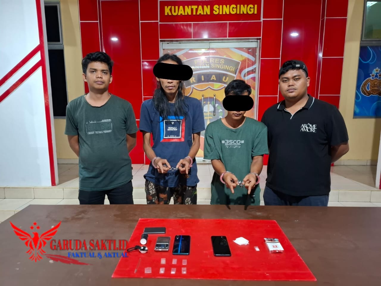 Tim Mata Elang Sat Res Narkoba Polres Kuansing Tangkap Dua Pengedar Shabu di Kuansing