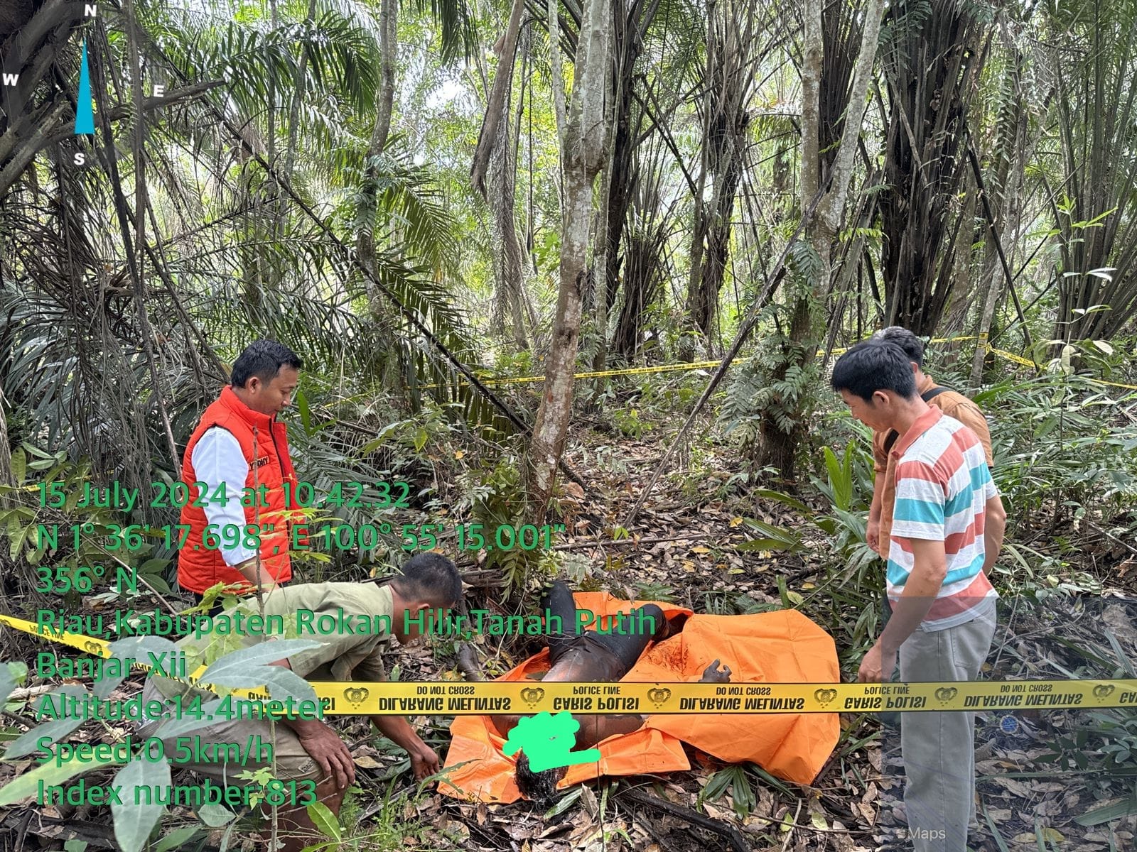 Tim Gabungan Polres Rohil dan Jajaran Polsek Tanah Putih Lakukan Evakuasi Penemuan Mayat Di Manggala Jungction