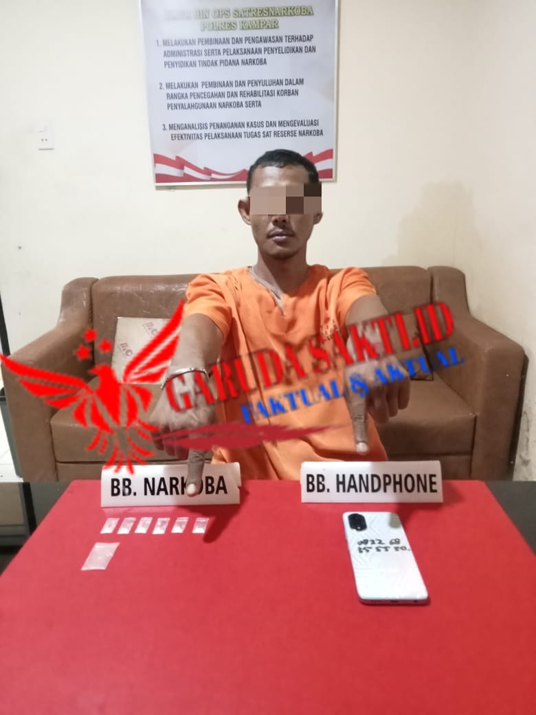 Satnarkoba Polres Kampar Tangkap Pelaku Narkoba di Kelurahan Langgini