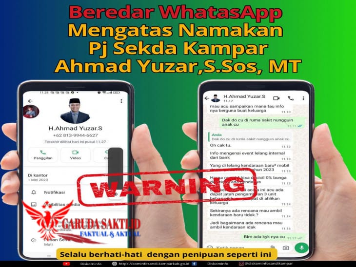 Waspada Modus Penipuan, Pj Sekda Kampar Menghimbau Masyarakat Bijak Dalam Bermedia Sosial Agar Terhindar Dari Penipuan