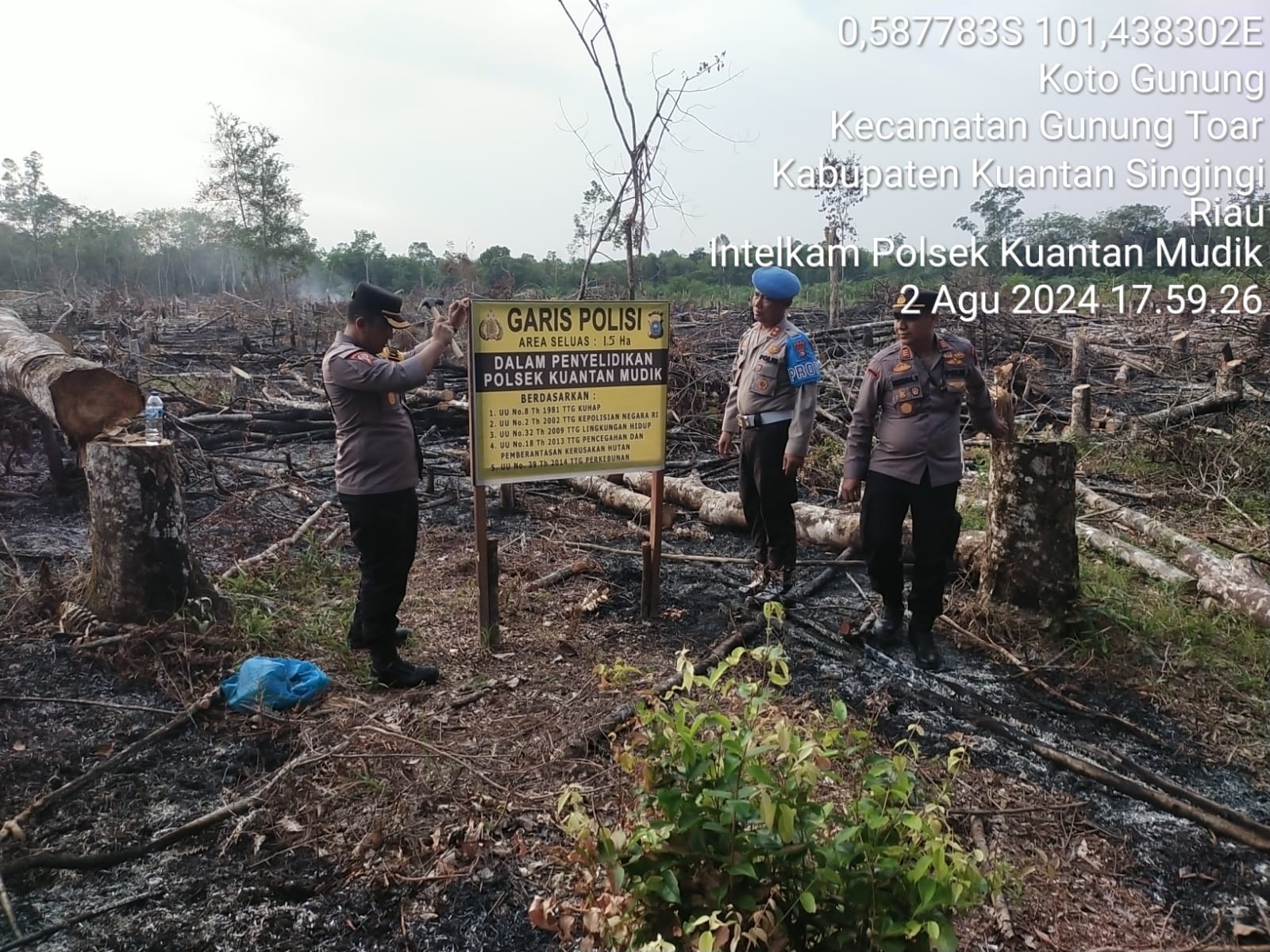 Wakil Pamatwil Polda Riau Lakukan Pengecekan Kesiapsiagaan Karhutla di Wilayah Polsek Kuantan Mudik