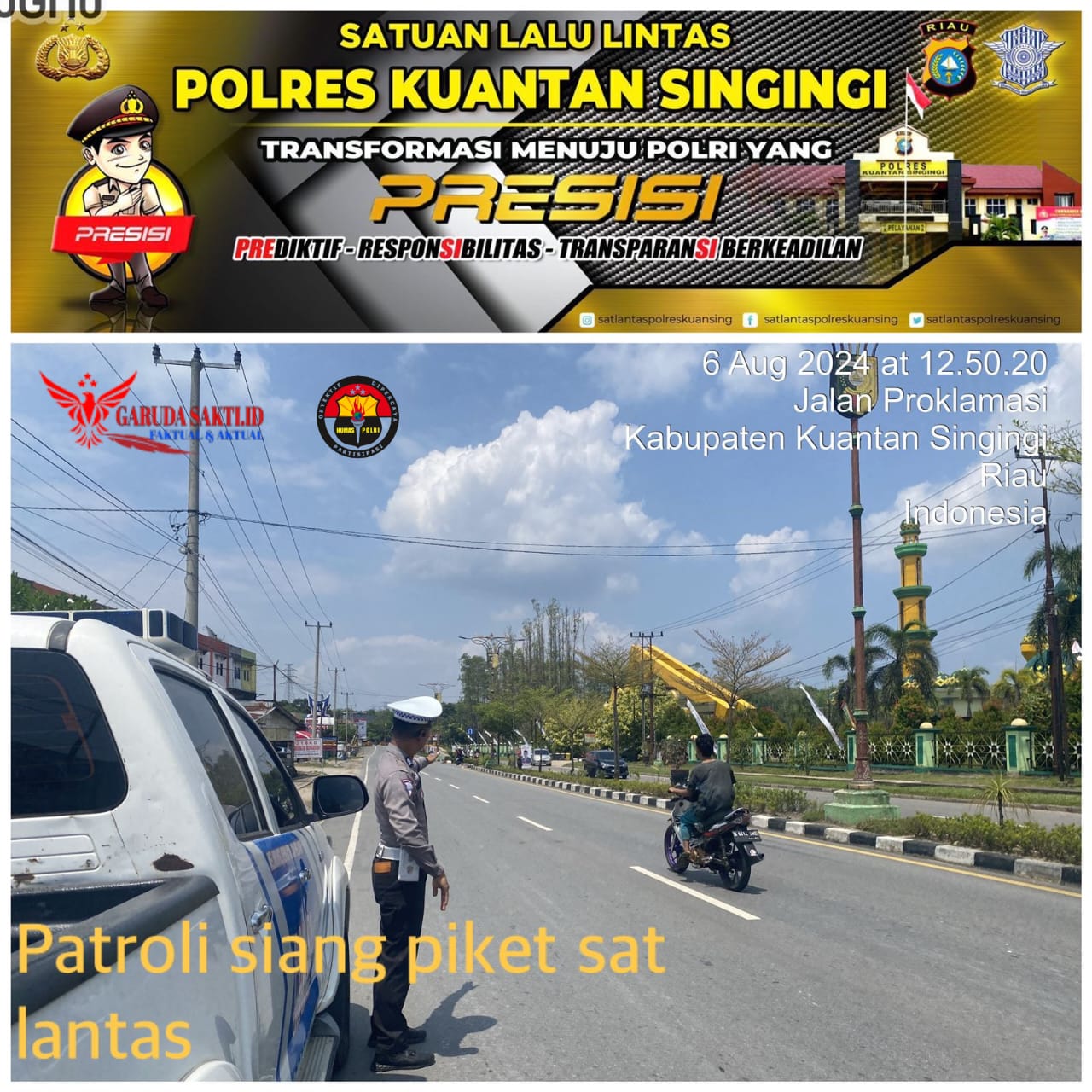 Sat Lantas Polres Kuansing Gelar Patroli Siang untuk Antisipasi Daerah Rawan Laka Lantas, Balap Liar, dan Kejahatan C3