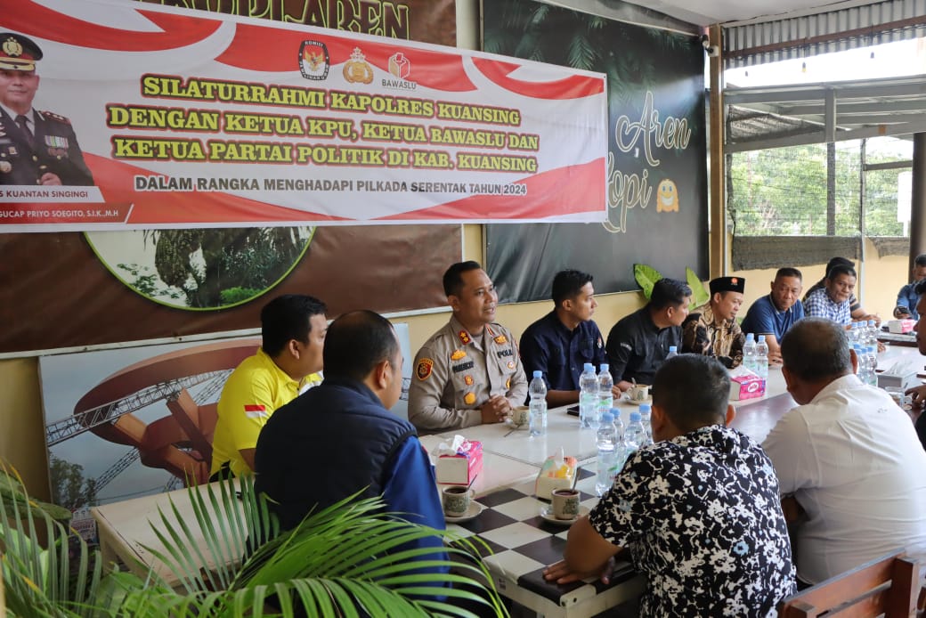 Kapolres Kuansing Gelar Coffee Morning Bersama Ketua KPU, Bawaslu, dan Partai Politik Kabupaten Kuansing Dalam Rangka Cooling System Jelang Pilkada Serentak 2024