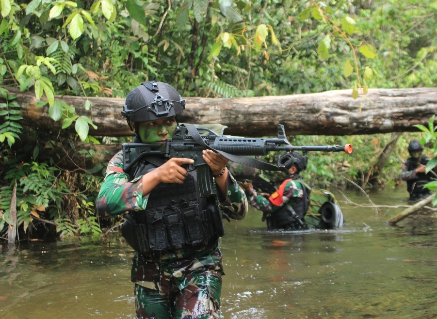 Prajurit Harimau Kampar Yonif 132/BS Laksanakan Latihan Taktis Tingkat Unit Blok Medan Khusus