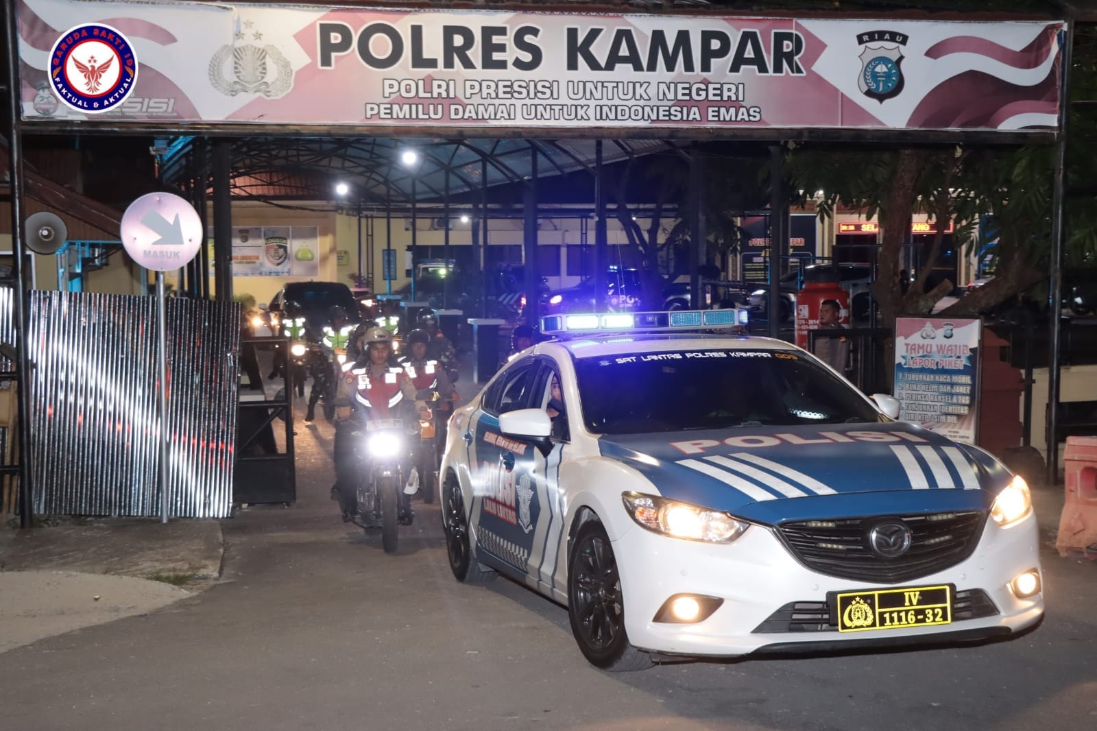 Polres Kampar gelar patroli sekala besar jelang pelantikan Presiden-Wapres Terpilih