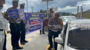 Polres Kampar menggelar Sosialisasi Operasi Zebra Lancang Kuning 2024 yang di laksanakan di di Entrance Gerbang Tol Tanjung Alai