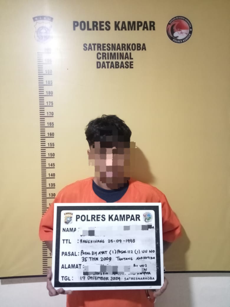 Sat Resnarkoba Polres Kampar Ciduk Pengedar Sabu di Bangkinang, 3,5 Gram Barang Bukti Diamankan!    