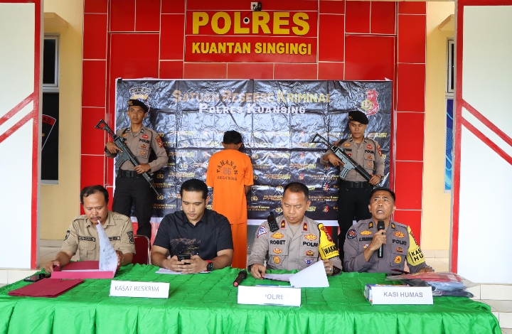 Polres Kuansing Gelar Press Release Ungkap Dua Kasus Persetubuhan Terhadap Anak di Bawah Umur