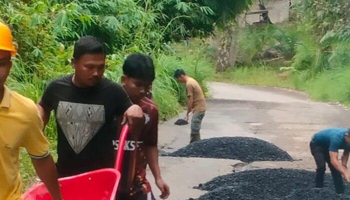 Kepala Desa Keras Darminton Berutu, Tanggap Cepat Tepat Perbaikan Jalan Lintas Desa keras -Sibagindar Yang Berlobang