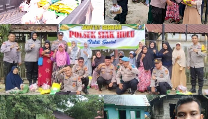 Polsek Siak Hulu Beraksi! Jum’at Berkah di Tengah Banjir, Salurkan Bantuan dan Himbau Warga Tetap Waspada