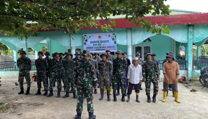 Personel Kipan A Antareja Gelar Karya Bhakti Sambut HUT Batalyon 132 Bima Sakti ke-66