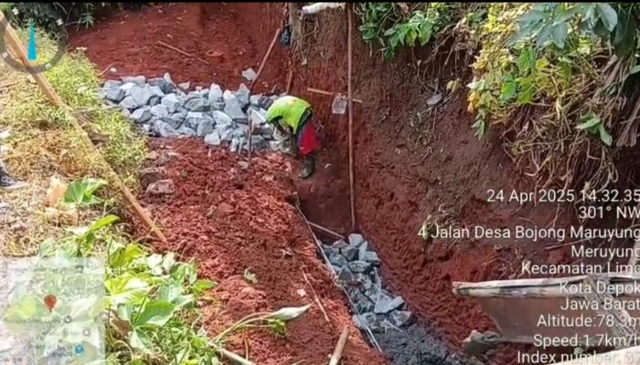 Proyek Turap di Pesanggrahan Kel Meruyung Depok Minim Pengawasan