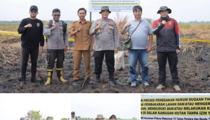 CEGAH KARHUTLA, KAPOLRES ROHIL PASANG PLANG PERINGATAN DI LAHAN BEKAS TERBAKAR