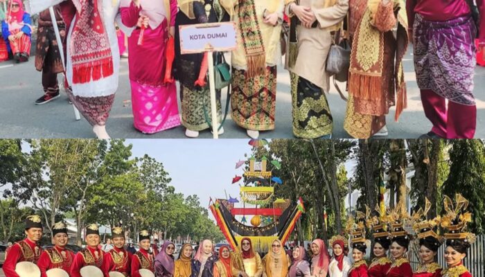 Kontingen Kota Dumai Tampilkan Pesona Budaya Melayu di Pawai HUT Riau ke-68