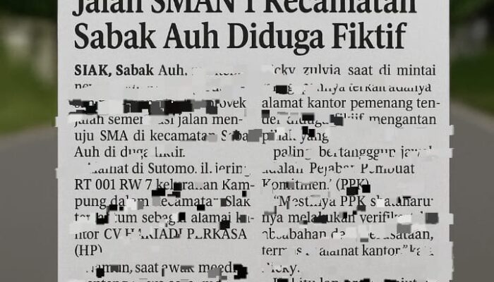 Bongkar Fakta Mengerikan: Tender Proyek Jalan Sabak Auh Menang dengan Alamat Hantu