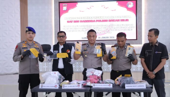 Polres Rohil Ungkap Jaringan Narkotika Internasional, Amankan 3,98 Kg Sabu, Ribuan Ekstasi dan Happy Five