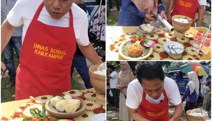 Viral! Sekre Dinsos Kampar Turun ke Dapur, Pilado Kambiu Jadi Bintang HUT Kampar ke-76