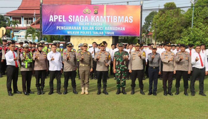 Berikan Rasa Aman Selama Ramadhan, Polres Tanjab Timur Gelar Apel Siaga Kamtibmas Libatkan Personel Gabungan TNI – Polri