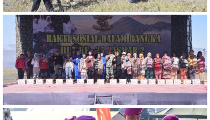 Bakti TNI AL, Pasmar 2 menggelar Karya Bakti Bersama warga Di Tengger Bromo Probolinggo Bersih-bersih Lingkungan