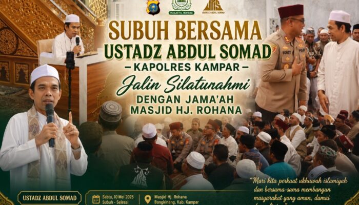 Subuh Bersama Ustadz Abdul Somad – Kapolres Kampar Jalin Silaturahmi Dengan Jamaah Masjid Hj. Rohana