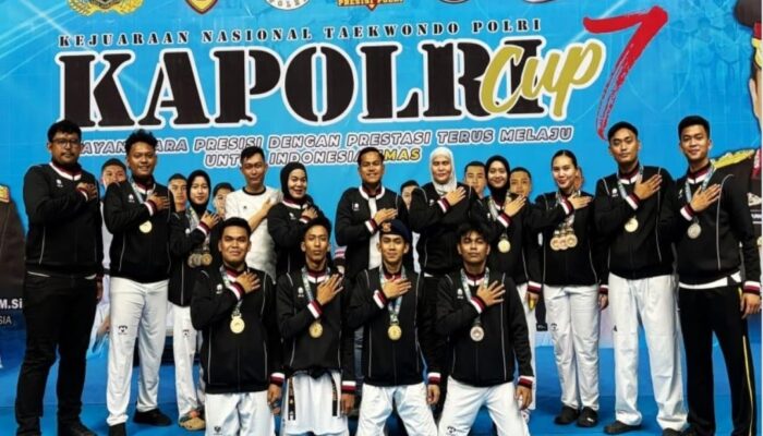 Briptu Saheb Rifqi Fadila Sumbang Emas, Kontingen Taekwondo Polda Riau Borong 14 Medali di Kejurnas Kapolri Cup-7 2026