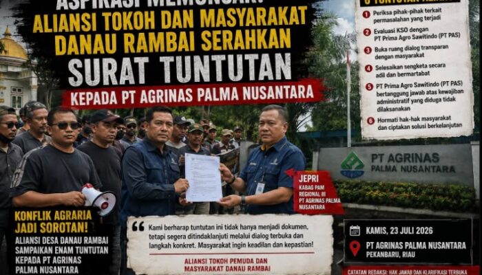 Aspirasi Memuncak, Aliansi Tokoh dan Masyarakat Danau Rambai Serahkan Surat Tuntutan kepada PT Agrinas Palma Nusantara Terhadap PT.PAS