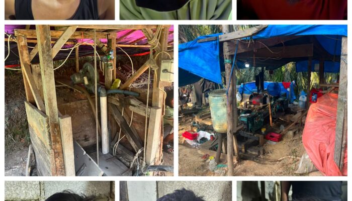Enam Orang Penambang Ilegal Diamankan Tim Satreskrim Polres Bungo, Digerebek Saat Menggali Emas