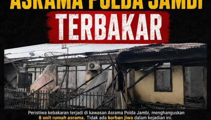 ‎Delapan Rumah Asrama Polda Jambi Terbakar, Tidak Ada Korban Jiwa