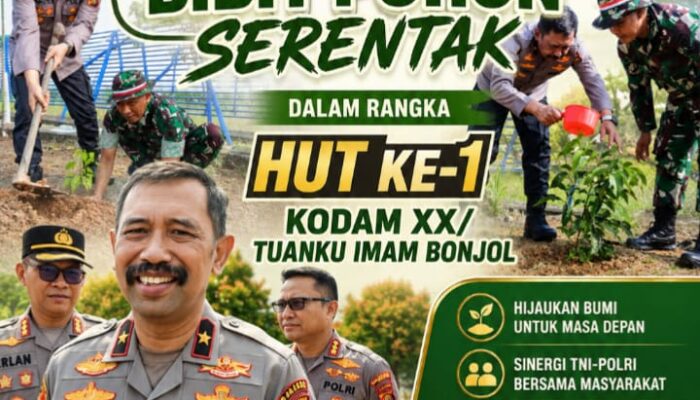 ‎Polda Jambi Support Penanaman Bibit Pohon Serentak dalam Rangka HUT ke-1 Kodam XX/Tuanku Imam Bonjol