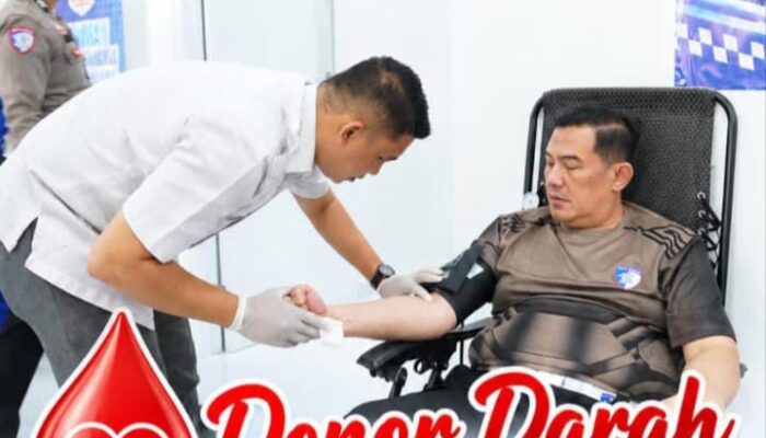 ‎HUT Lalu Lintas Bhayangkara ke-71, Ditlantas Polda Jambi Gelar Donor Darah